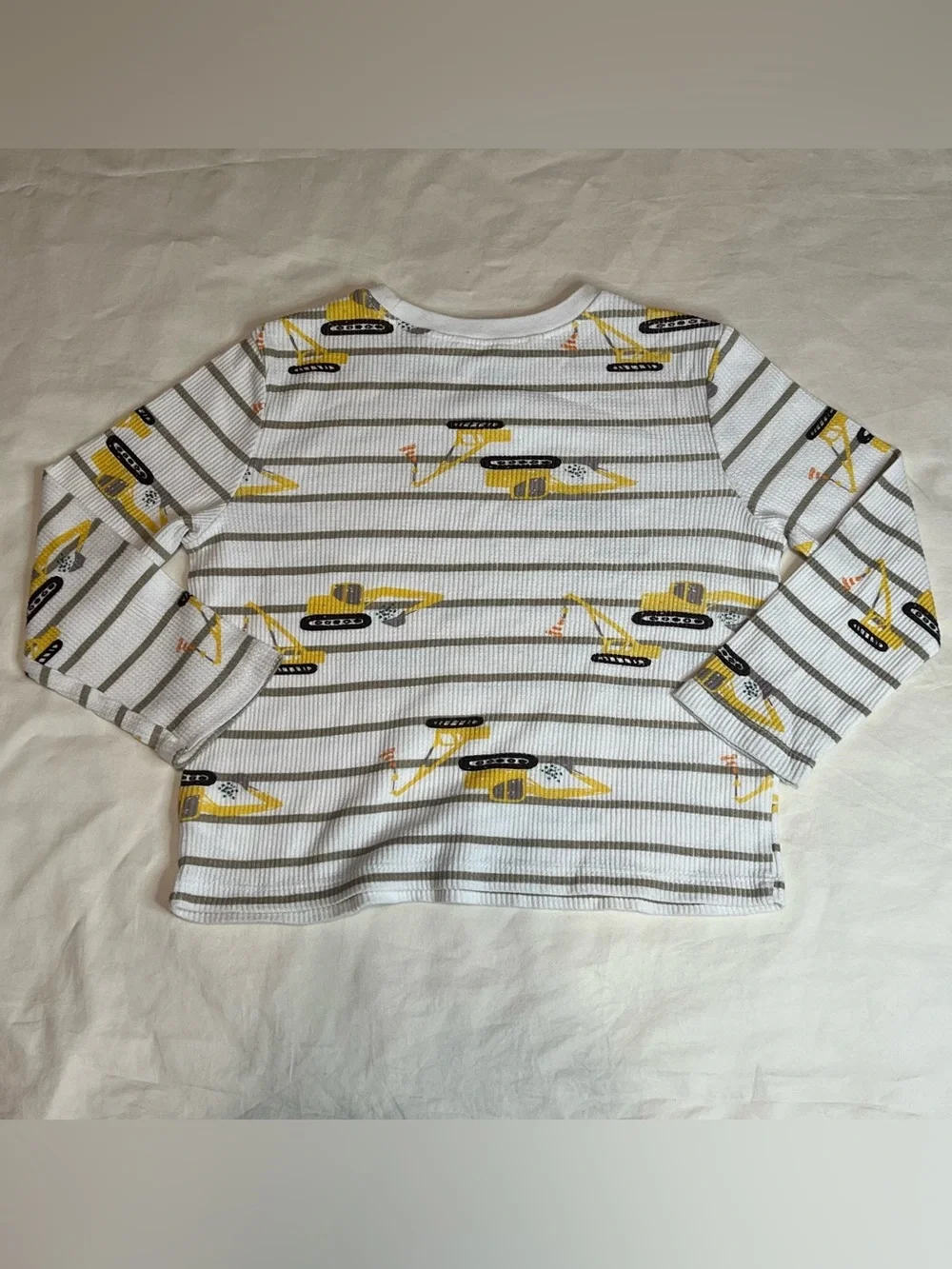 Old Navy White, Yellow & Gray Long-Sleeve Crane Thermal Tee